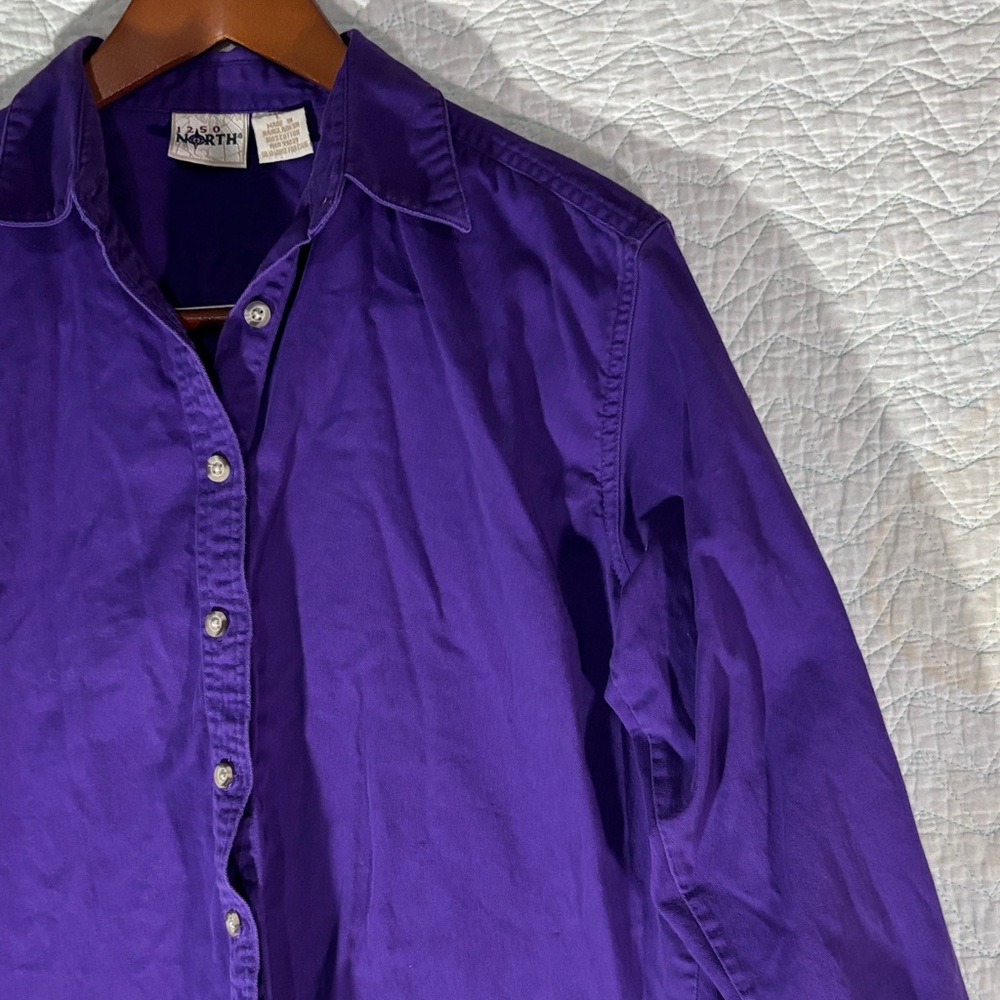 Vibrant Purple Button Down Shirt for Women - Picture 4 of 11